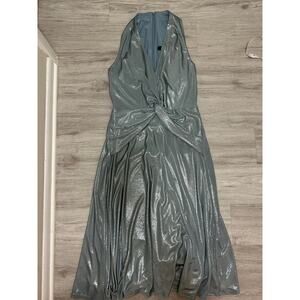 Lauren Ralph Lauren shimmering sky blue v neck gown NWT